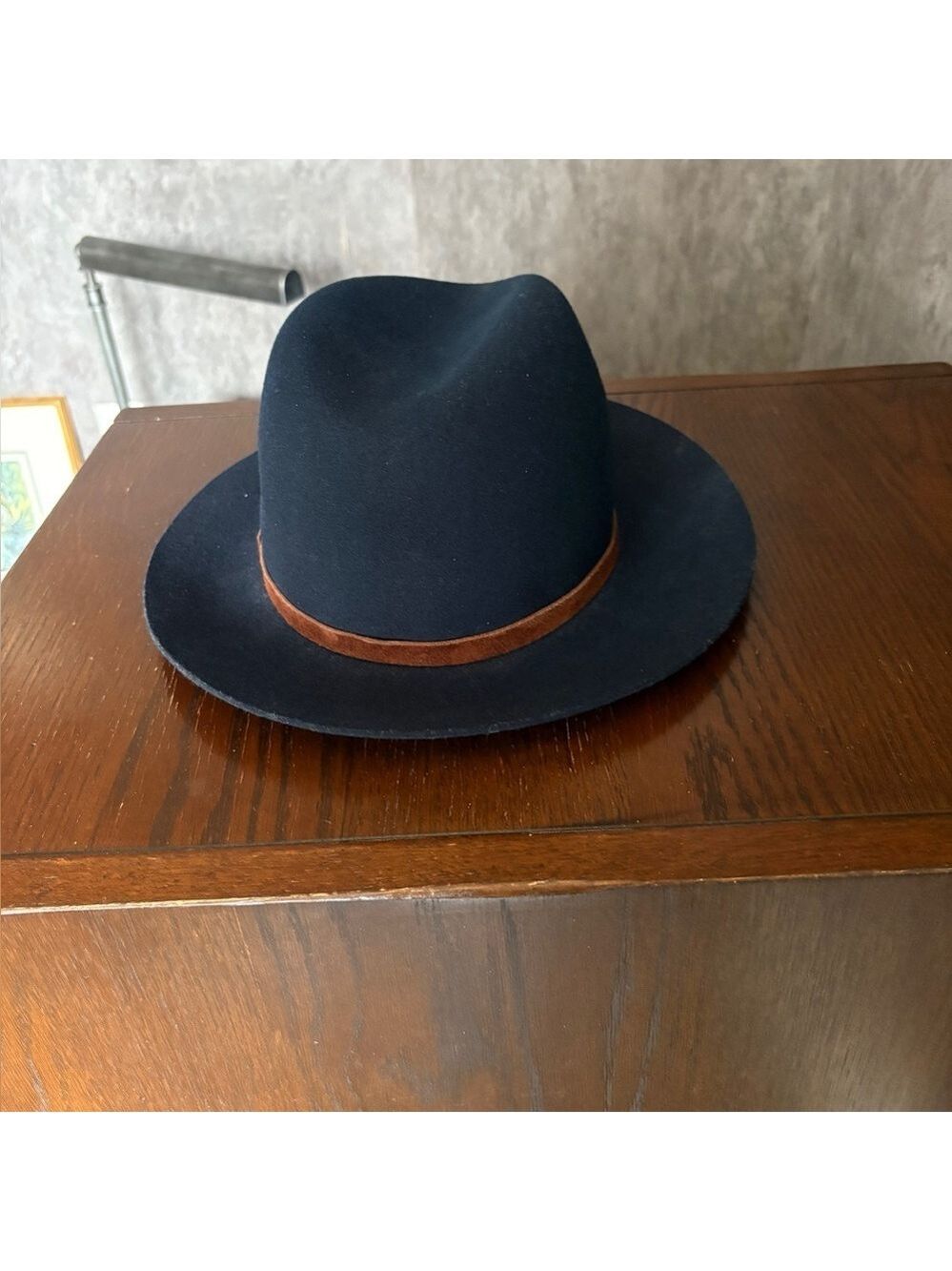 rag & bone Navy Fedora with Brown Trim